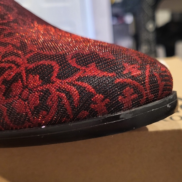 Enzo Romeo Ark1 Satin Red Floral Smoking Slippers New! Size 10 - Picture 5 of 10